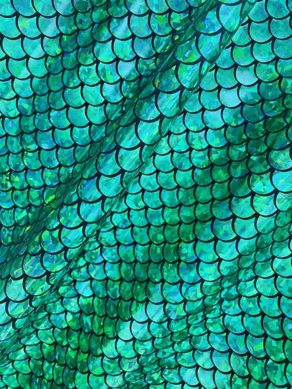 Mermaid Scale Fabric Fish Tale Foil Iridescent Stretch Spandex Material - 150cm wide red, silver, green, blue, gold, black, pink, rainbow - Image 14