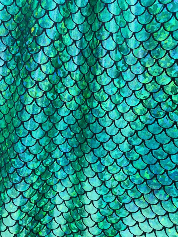 Mermaid Scale Fabric Fish Tale Foil Iridescent Stretch Spandex Material - 150cm wide red, silver, green, blue, gold, black, pink, rainbow - Image 15