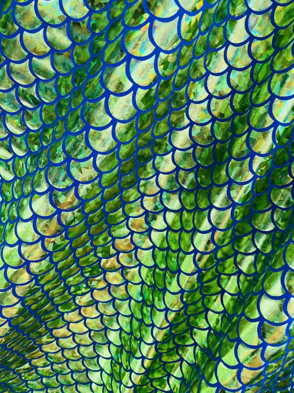 Mermaid Scale Fabric Fish Tale Foil Iridescent Stretch Spandex Material - 150cm wide red, silver, green, blue, gold, black, pink, rainbow - Image 17