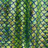 Mermaid Scale Fabric Fish Tale Foil Iridescent Stretch Spandex Material - 150cm wide - Green on Blue - Image 2