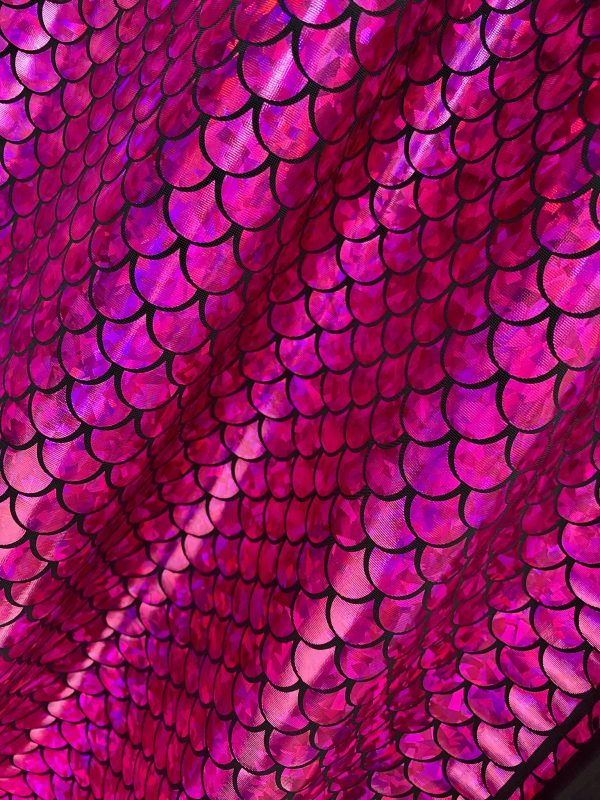 Mermaid Scale Fabric Fish Tale Foil Iridescent Stretch Spandex Material - 150cm wide red, silver, green, blue, gold, black, pink, rainbow - Image 18