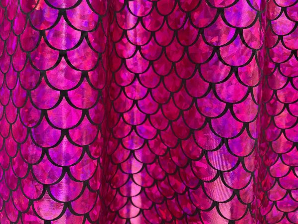 Mermaid Scale Fabric Fish Tale Foil Iridescent Stretch Spandex Material - 150cm wide red, silver, green, blue, gold, black, pink, rainbow - Image 19