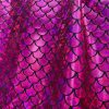 Mermaid Scale Fabric Fish Tale Foil Iridescent Stretch Spandex Material - 150cm wide - Hot Pink on Black - Image 3