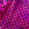 Mermaid Scale Fabric Fish Tale Foil Iridescent Stretch Spandex Material - 150cm wide - Hot Pink on Black - Image 2