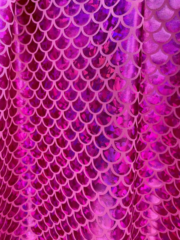 Mermaid Scale Fabric Fish Tale Foil Iridescent Stretch Spandex Material - 150cm wide red, silver, green, blue, gold, black, pink, rainbow - Image 21