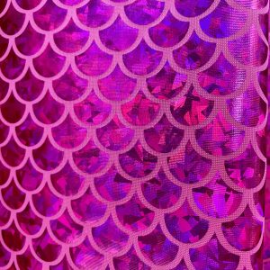 Mermaid Scale Fabric Fish Tale Foil Iridescent Stretch Spandex Material - 150cm wide - Pink on Pink