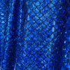 Mermaid Scale Fabric Fish Tale Foil Iridescent Stretch Spandex Material - 150cm wide - Royal Blue on Black