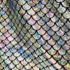 Mermaid Scale Fabric Fish Tale Foil Iridescent Stretch Spandex Material - 150cm wide - Silver on Black - Image 2