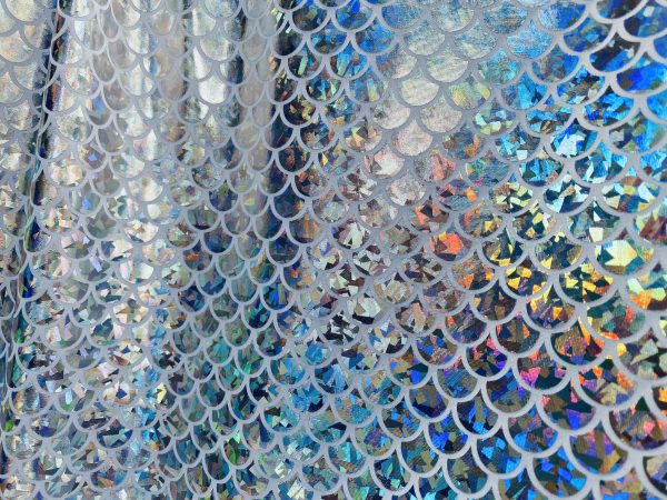 Mermaid Scale Fabric Fish Tale Foil Iridescent Stretch Spandex Material - 150cm wide red, silver, green, blue, gold, black, pink, rainbow - Image 28