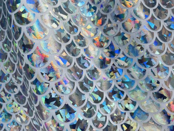 Mermaid Scale Fabric Fish Tale Foil Iridescent Stretch Spandex Material - 150cm wide red, silver, green, blue, gold, black, pink, rainbow - Image 29