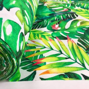 Palm Leaves 3 Tropical Leaf Print Cotton Fabric for Curtain Upholstery Material / digital print fabric / 140cm wide