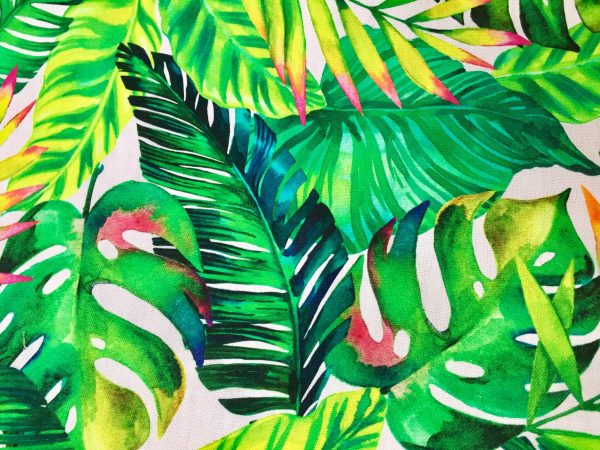 Palm Leaves 3 Tropical Leaf Print Cotton Fabric for Curtain Upholstery Material / digital print fabric / 140cm wide