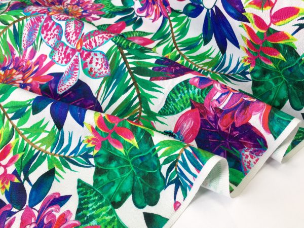 Tropical Flower Orchid  Fabric Curtain Upholstery Cotton Material / digital print fabric / 140cm  55" wide