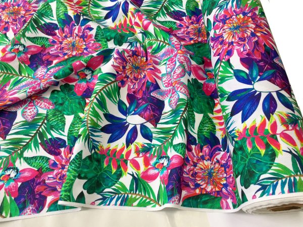 Tropical Flower Orchid  Fabric Curtain Upholstery Cotton Material / digital print fabric / 140cm  55" wide