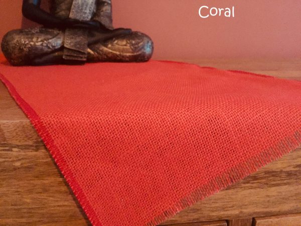 12'' wide Rustic Burlap Jute Runners For Events, Weddings, Home - Jute Hessian Table Runner - Salmon Pink, Pink, Red, Coral, Burgundy Jute