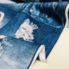 DENIM JEANS Effect Fabric for Furnishing, Curtains, Backdrop - blue patchwork cotton material - 110"/280cm extra wide - jeans print canvas