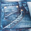 DENIM JEANS Effect Fabric for Furnishing, Curtains - blue denim patchwork cotton material - 55"/140cm wide - jeans print denim canvas