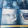 DENIM JEANS Effect Fabric for Furnishing, Curtains - blue denim patchwork cotton material - 55"/140cm wide - jeans print denim canvas