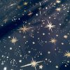 ICE STAR Silk Taffeta Fabric Nylon Waterproof Material - Gold Stars Foil Print Tafeta - 150cm wide