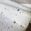 ICE STAR Silk Taffeta Fabric Nylon Waterproof Material - Gold Stars Foil Print Tafeta - 150cm wide