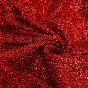 Sparkling Tinsel Lurex Fabric Stretch Metallic Glitter Lametta Shimmer Material 59" or 150cm Wide - Red