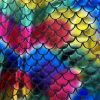 Mermaid Scale Fabric Fish Tale Foil Iridescent Stretch Spandex Material - 150cm wide - Rainbow on Black - Image 3