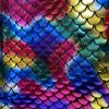 Mermaid Scale Fabric Fish Tale Foil Iridescent Stretch Spandex Material - 150cm wide - Rainbow on Black - Image 2