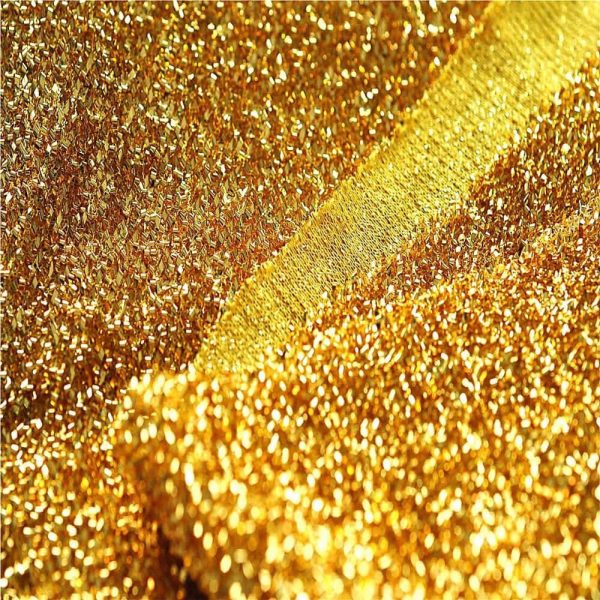 Mettalic Tinsel Lurex Fabric Material - Sparkling Striped Rasta Print Silver Gold Glitter - 150cm wide
