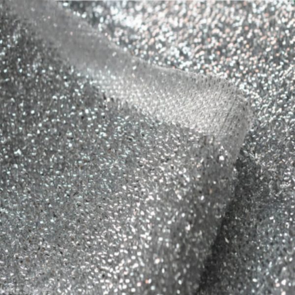 Mettalic Tinsel Lurex Fabric Material - Sparkling Striped Rasta Print Silver Gold Glitter - 150cm wide