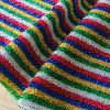 Rainbow Mettalic Tinsel Lurex Fabric Material - Sparkling Striped Rasta Print Glitter - 150cm wide