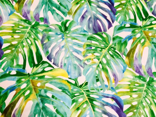 TROPICAL LEAVES 2 Palm Leaf Fabric Curtain Upholstery Cotton Material - 280cm Extra Wide