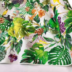 Tropical Toucan Bird Fabric Curtain Upholstery Cotton Material / botanical palm leaf garden / digital print fabric / 140cm or 55" wide