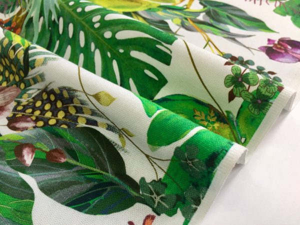 Tropical Toucan Bird Fabric Curtain Upholstery Cotton Material / botanical palm leaf garden / digital print fabric / 140cm or 55" wide