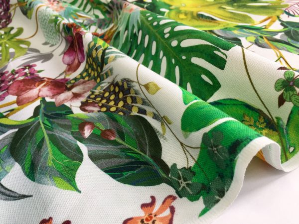 Tropical Toucan Bird Fabric Curtain Upholstery Cotton Material / botanical palm leaf garden / digital print fabric / 140cm or 55" wide