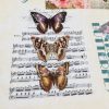 Vintage Butterfly Music Note Fabric Cotton Material for Curtains Upholstery Dress - Floral Digital Print Textile - 110"/280cm extra wide