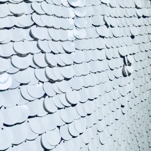18mm Large Sequins Fabric Glitter Material, 2 way stretch / 130cm wide / Sparkling WHITE Sequin