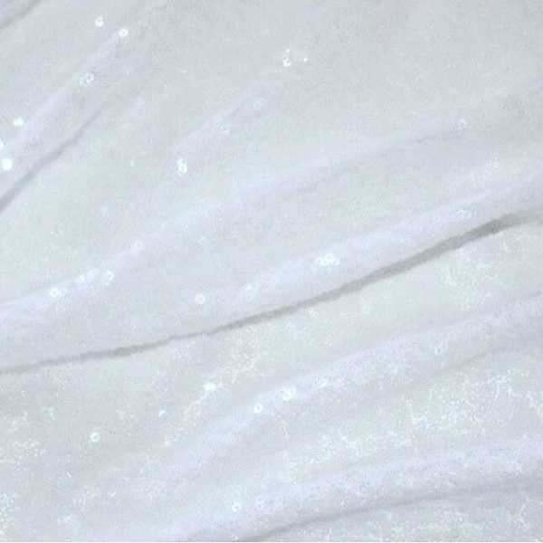 3mm Mini Sequins Fabric Glitter Material, 2 way stretch / 130cm wide / SPARKLING WHITE SEQUINS