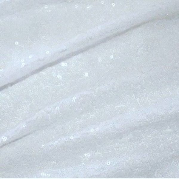 3mm Mini Sequins Fabric Glitter Material, 2 way stretch / 130cm wide / SPARKLING WHITE SEQUINS