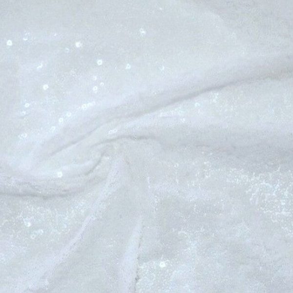 3mm Mini Sequins Fabric Glitter Material, 2 way stretch / 130cm wide / SPARKLING WHITE SEQUINS