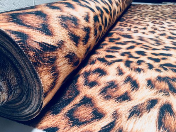 Leopard Print Cotton Fabric for Curtains Upholstery / panther animal fur digital print material / 110" extra wide
