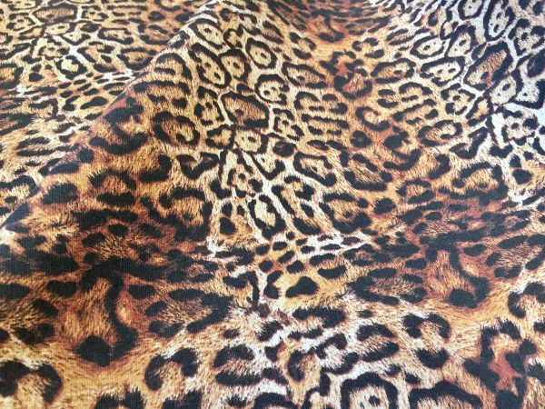 PANTHER LEOPARD Print Cotton Fabric Material - animal print canvas for curtains, upholstery, dress - 55" or 140cm wide