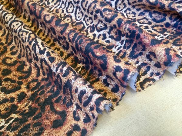PANTHER LEOPARD Print Cotton Fabric Material - animal print canvas for curtains, upholstery, dress - 55" or 140cm wide