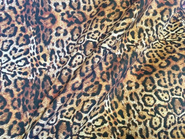 PANTHER LEOPARD Print Cotton Fabric Material - animal print canvas for curtains, upholstery, dress - 55" or 140cm wide
