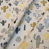 Mustard & Black Cactus Fabric Cacti Print - Kid Curtain Cotton Material - 55 inches wide