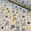 Mustard & Black Cactus Fabric Cacti Print - Kid Curtain Cotton Material - 55 inches wide
