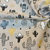 Mustard & Black Cactus Fabric Cacti Print - Kid Curtain Cotton Material - 55 inches wide