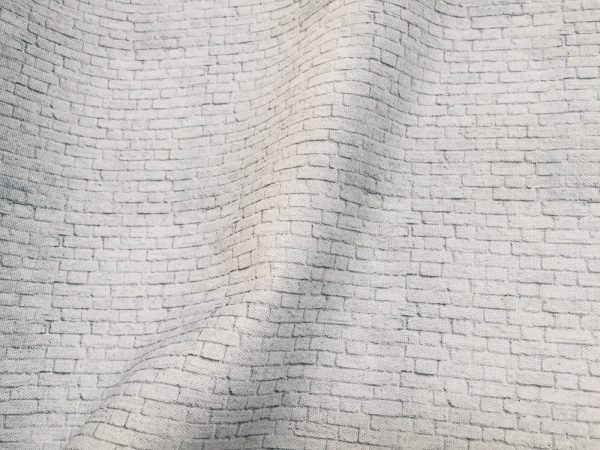 SMALL White Brick Wall Print Cotton Fabric - Stone Bricks Curtain Dress Backdrop Material - 280cm EXTRA Wide
