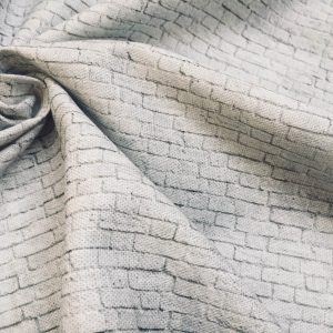 SMALL White Brick Wall Print Cotton Fabric - Stone Bricks Curtain Dress Backdrop Material - 55''/ 140cm wide