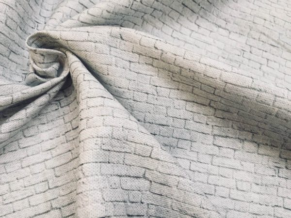 SMALL White Brick Wall Print Cotton Fabric - Stone Bricks Curtain Dress Backdrop Material - 55''/ 140cm wide