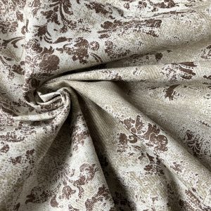 Antique Vintage Damask Print Fabric Baroque Material for Curtains Upholstery Dressmaking - 110'' (280cm) extra wide - BROWN & Cream